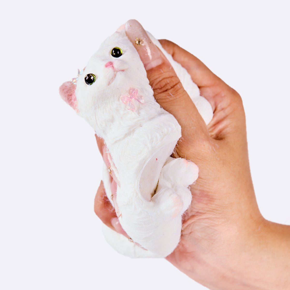 Flocked White Cat Taba Squishy - Image 3