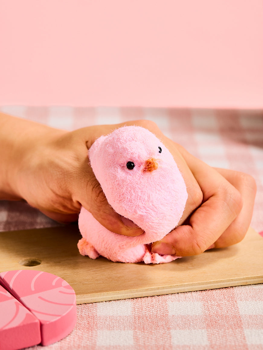 Floced Pink Chick Taba Squishy - Image 2