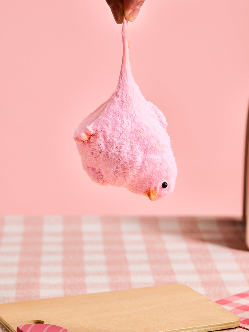 Floced Pink Chick Taba Squishy - Image 3