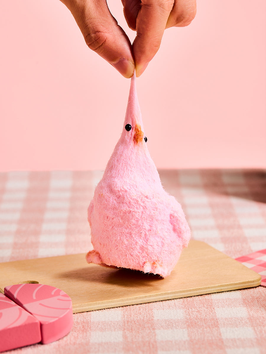 Floced Pink Chick Taba Squishy - Image 4