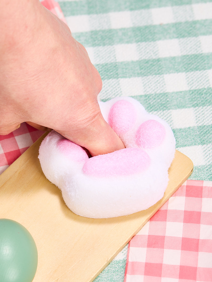 Flocked White-pink Paw Taba Squishy - Image 5