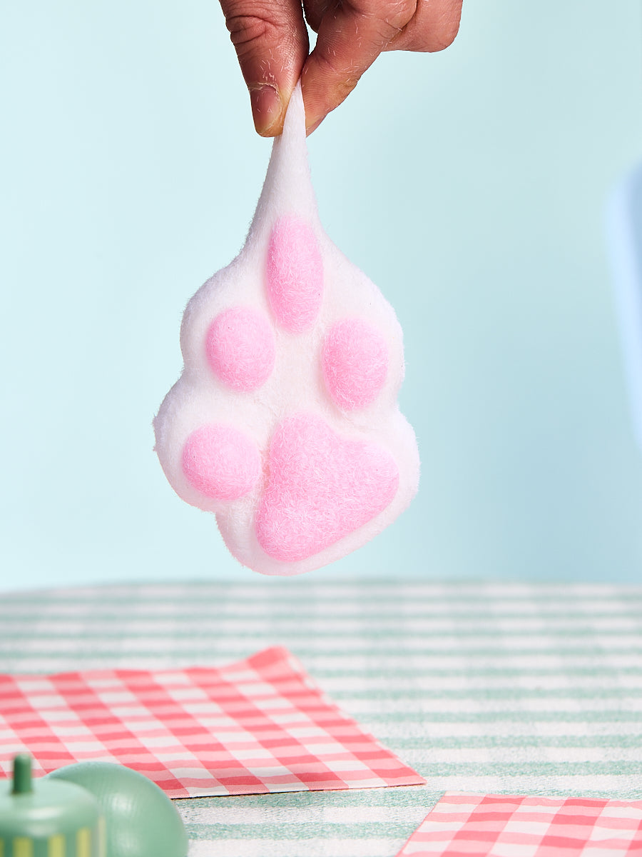 Flocked White-pink Paw Taba Squishy - Image 3
