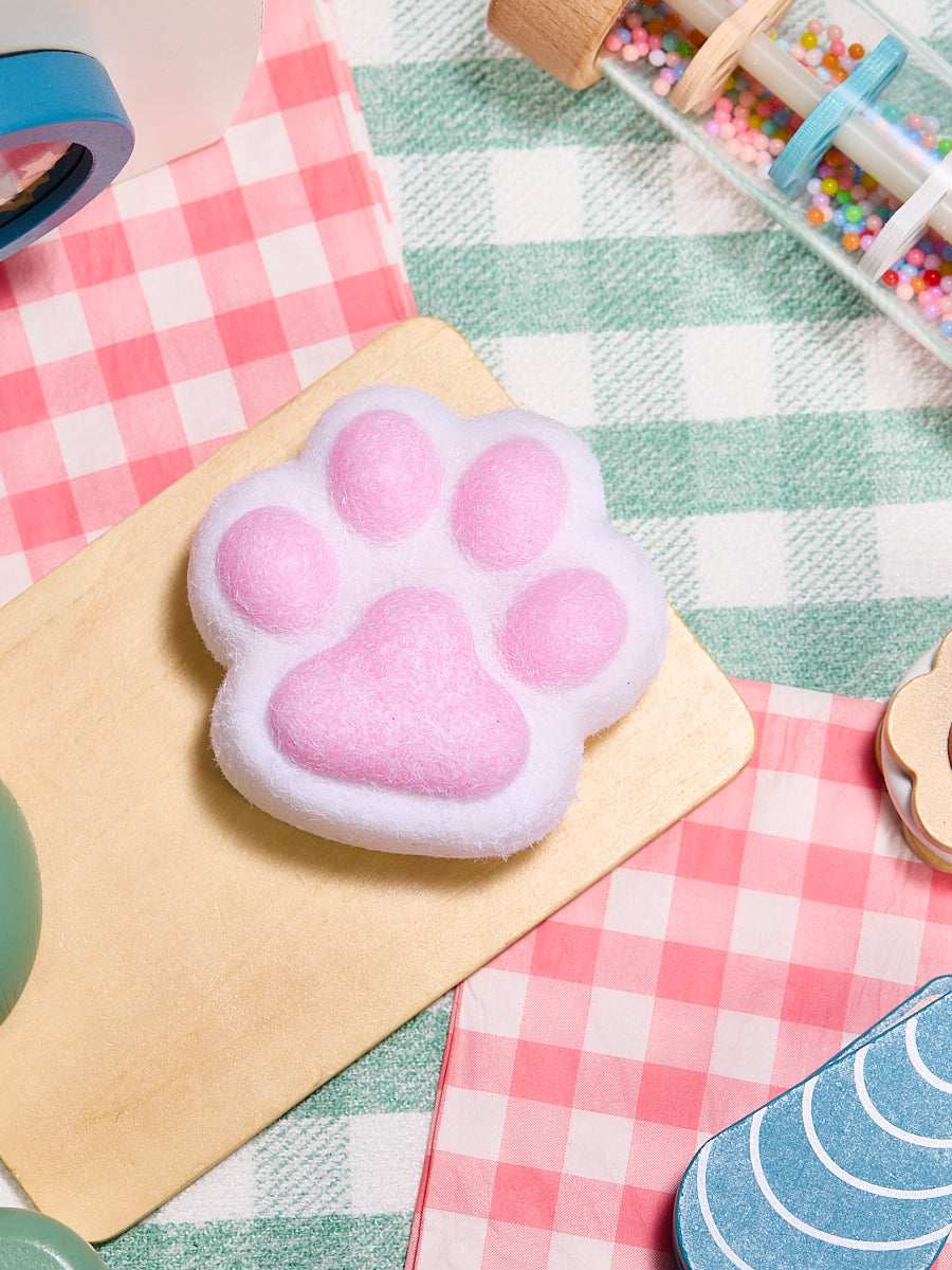 Flocked White-pink Paw Taba Squishy - Image 9