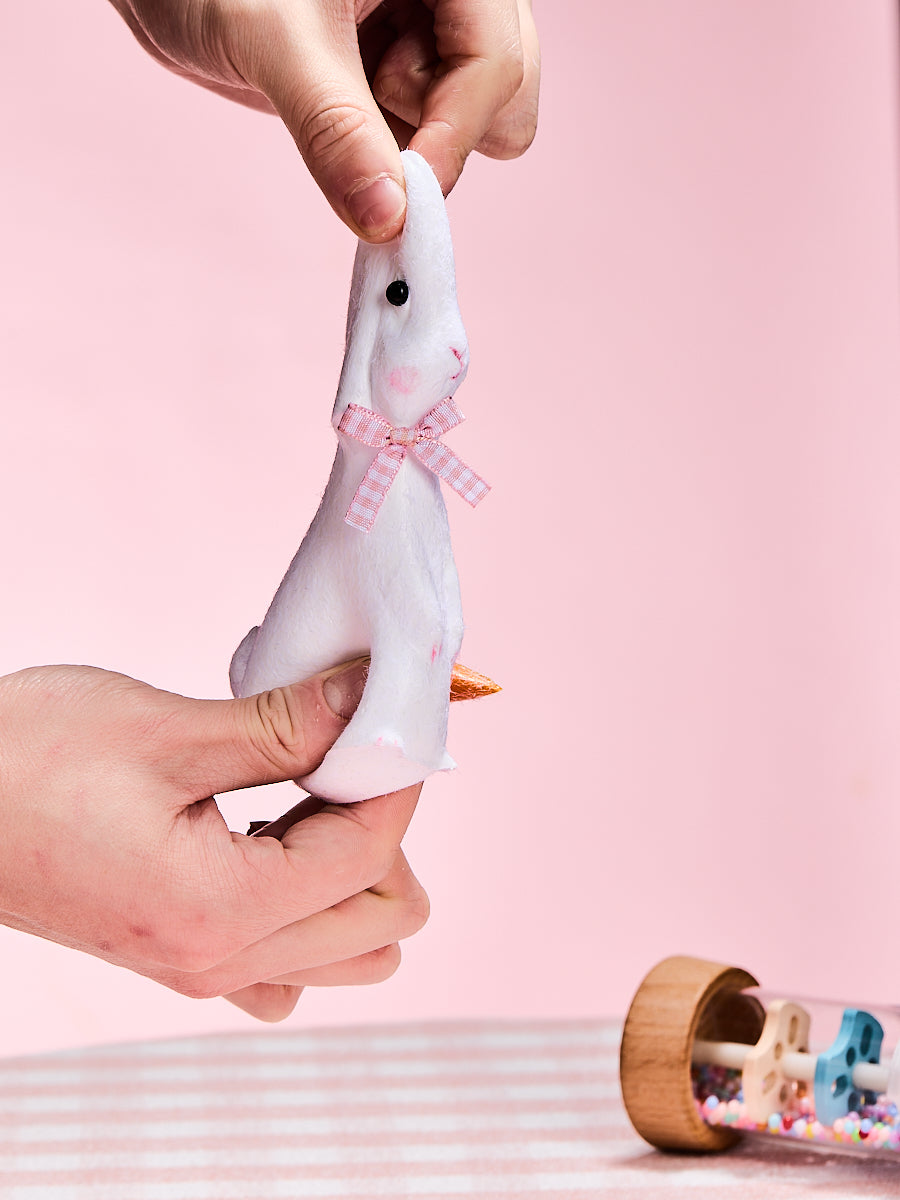 Flocked Cute Bunny with Bow Taba Squishy - Image 3