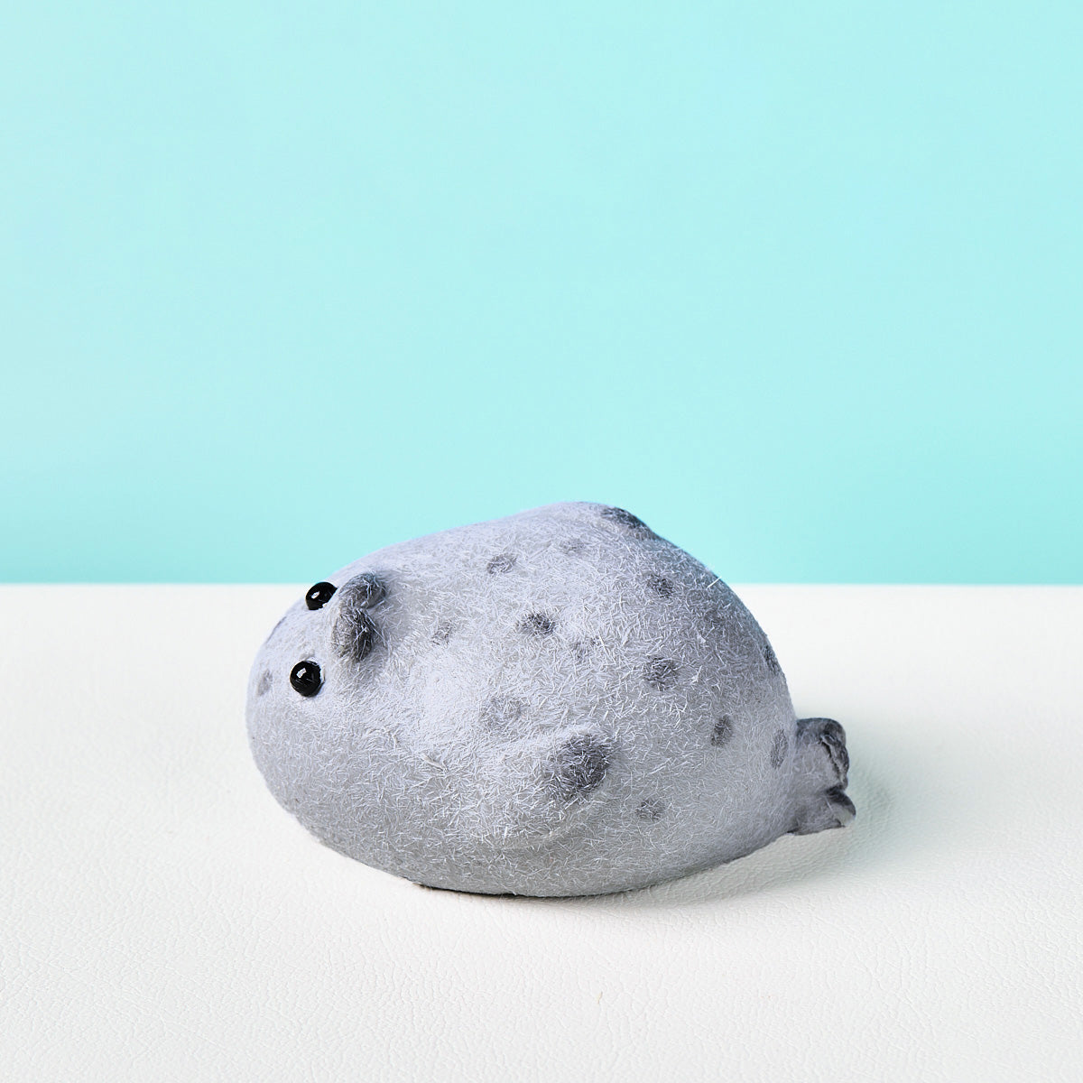Flocked Cute Grey Seal with Dots Taba Squishy