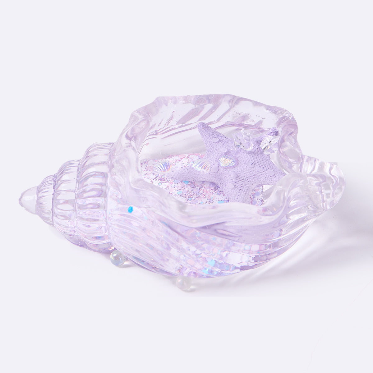 Blingbling Transparent-purple Conch with Starfish Taba Squishy