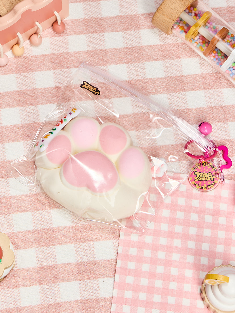 Flocked White-pink Heart Paw Taba Squishy - Image 6