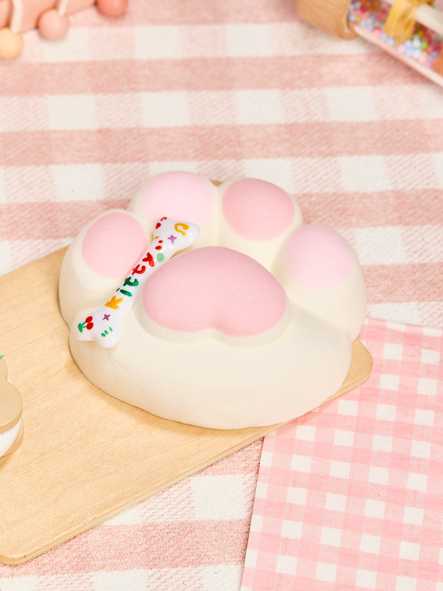 Flocked White-pink Heart Paw Taba Squishy - Image 7