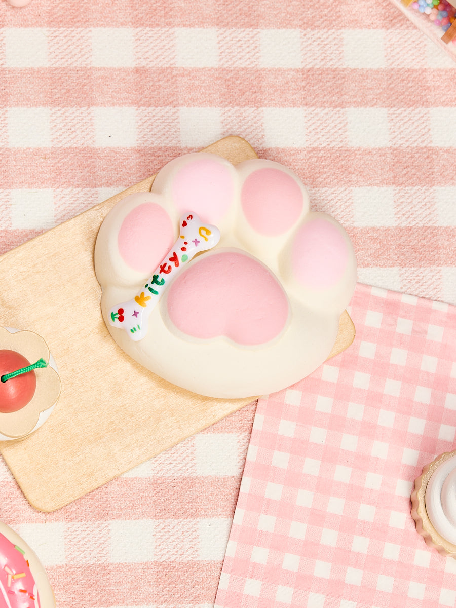 Flocked White-pink Heart Paw Taba Squishy - Image 8