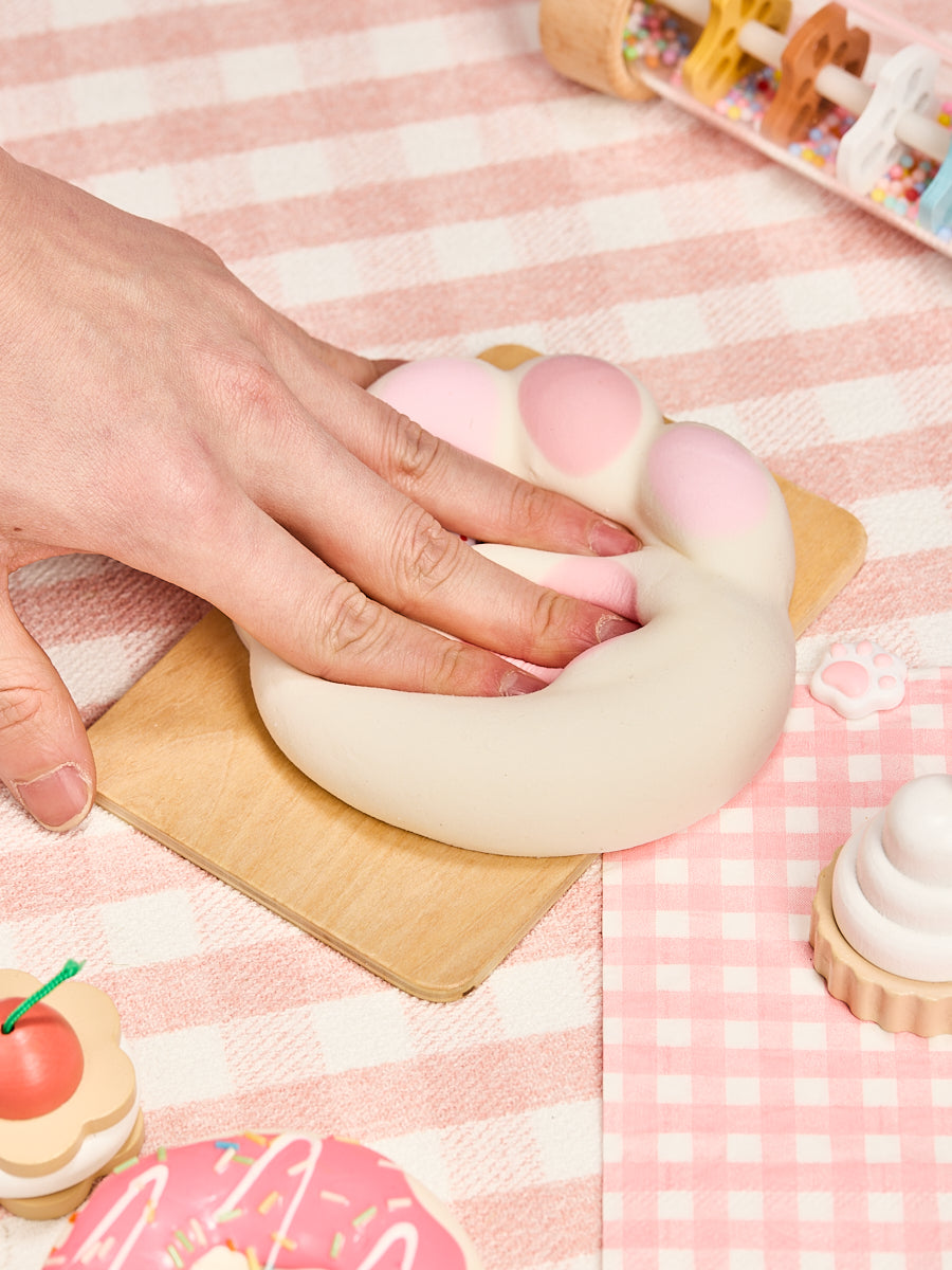 Flocked White-pink Heart Paw Taba Squishy - Image 4