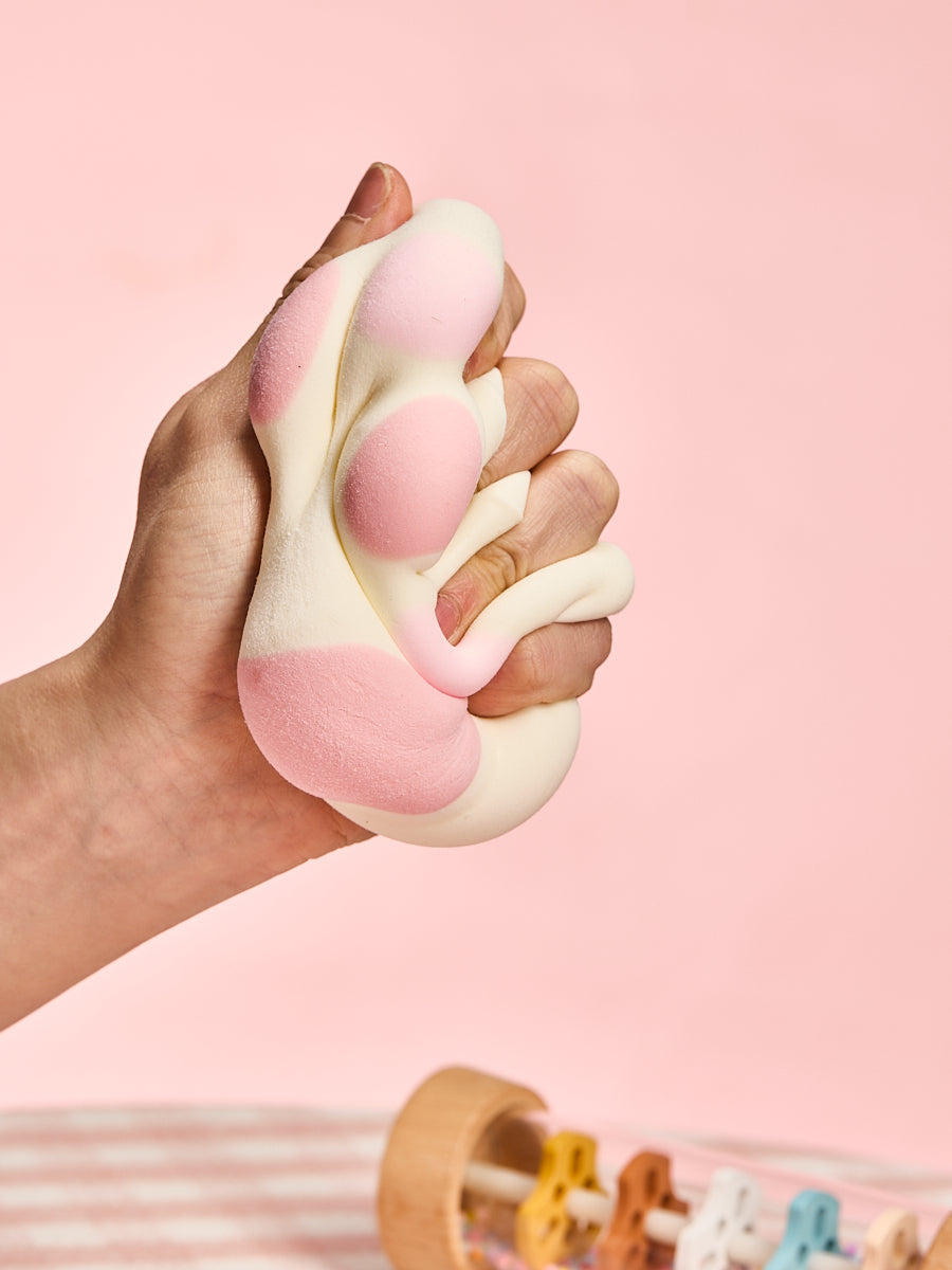 Flocked White-pink Heart Paw Taba Squishy - Image 3