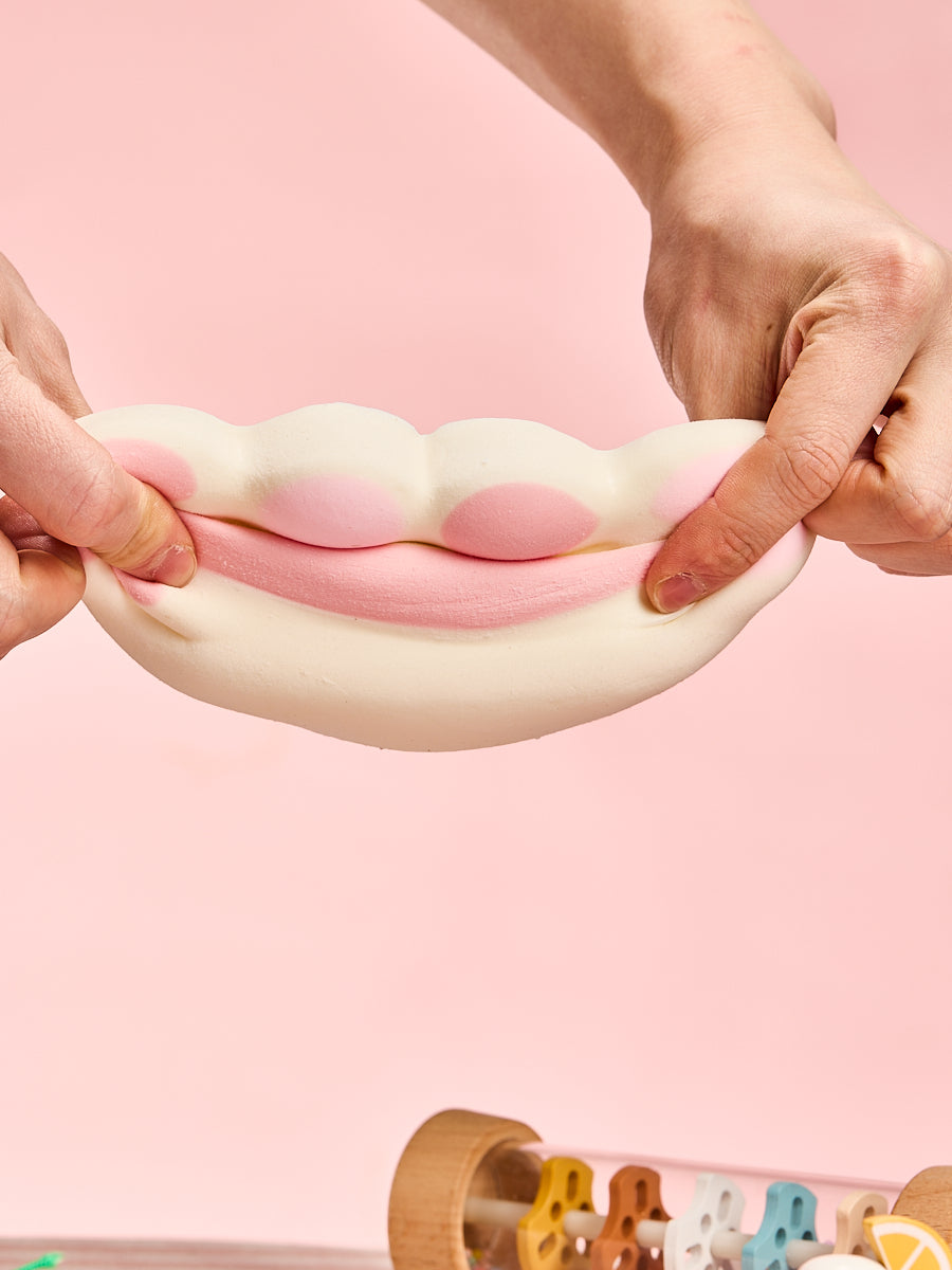 Flocked White-pink Heart Paw Taba Squishy - Image 2