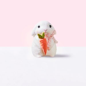 Flocked Cute Bunny with Bow Taba Squishy