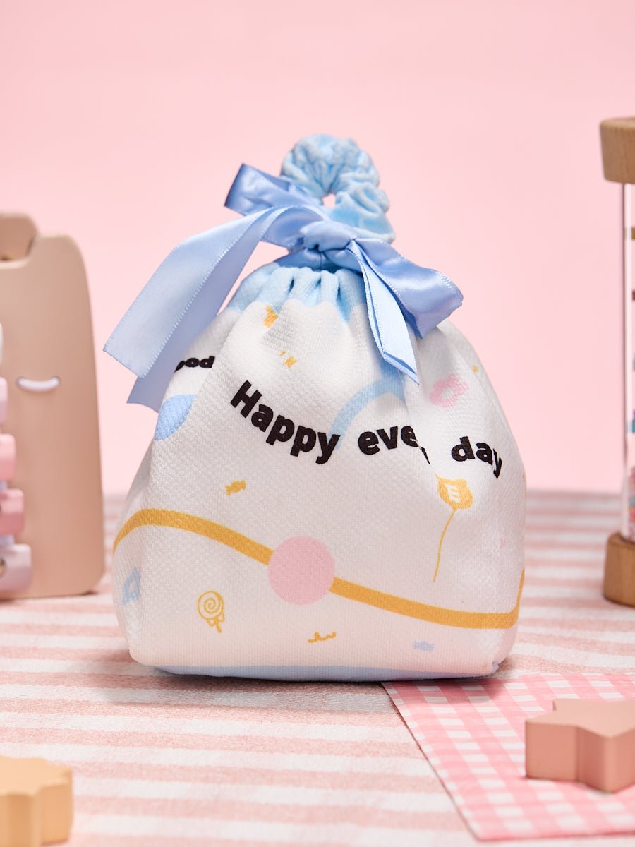 Simple Blue Linen Drawstring Wrapping Gift Bag - Image 6