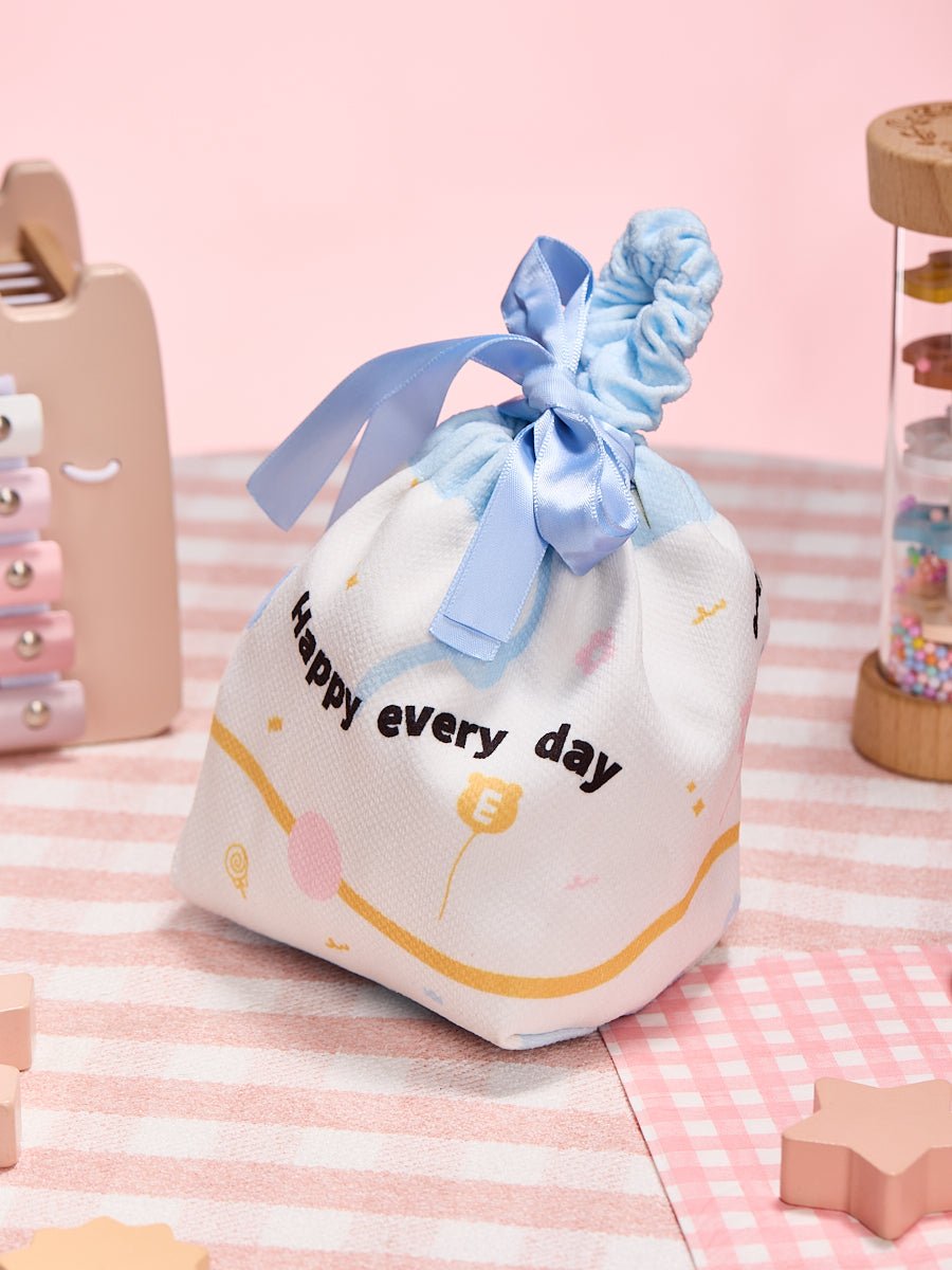 Simple Blue Linen Drawstring Wrapping Gift Bag - Image 7