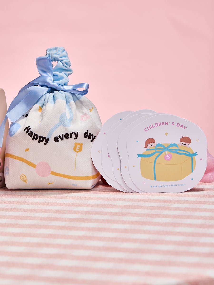 Simple Blue Linen Drawstring Wrapping Gift Bag - Image 8