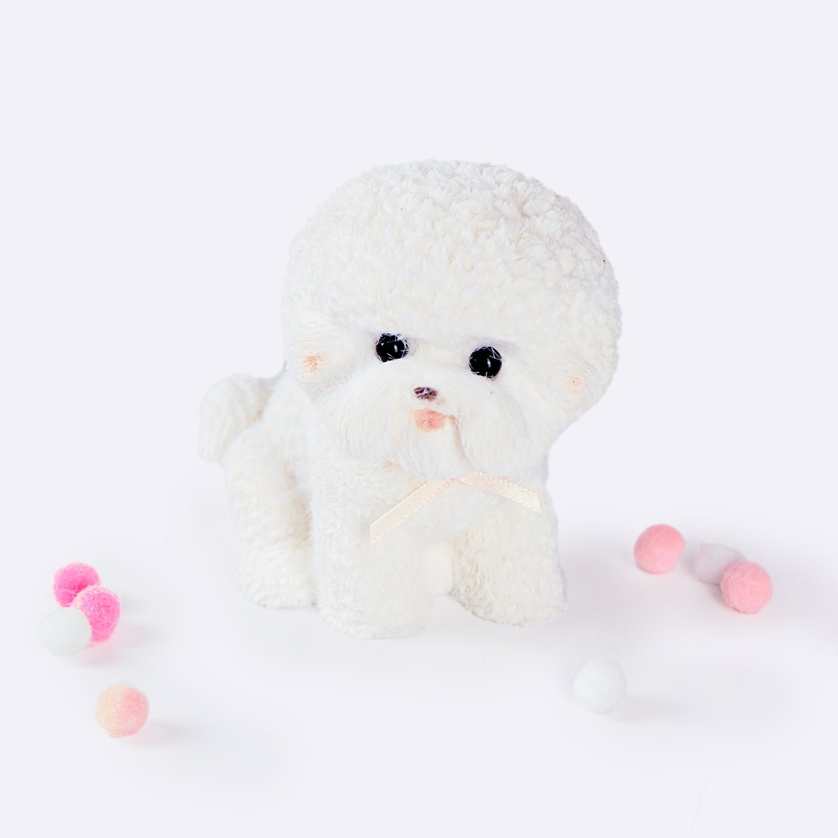 Flocked White Bichon Taba Squishy