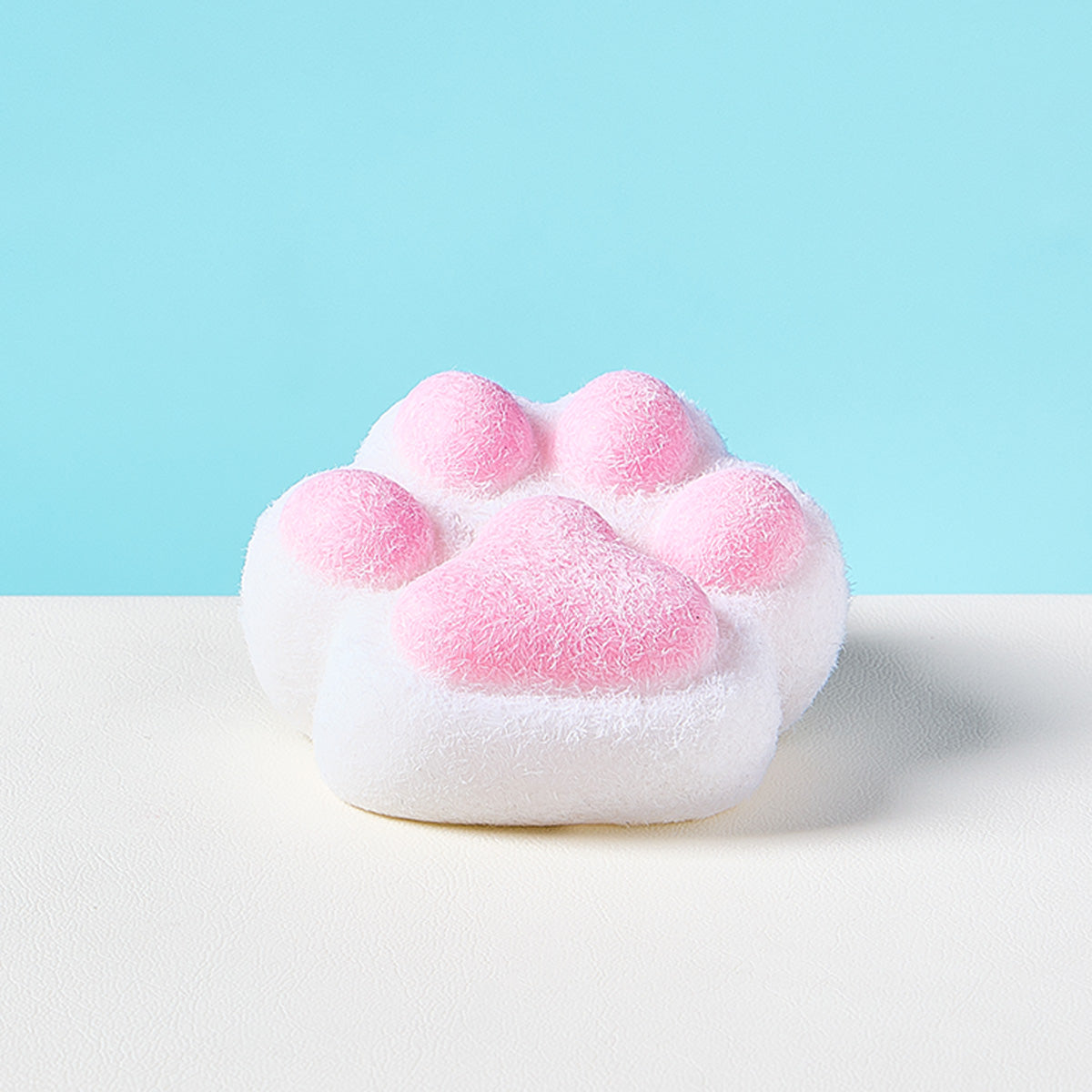 Flocked White-pink Paw Taba Squishy
