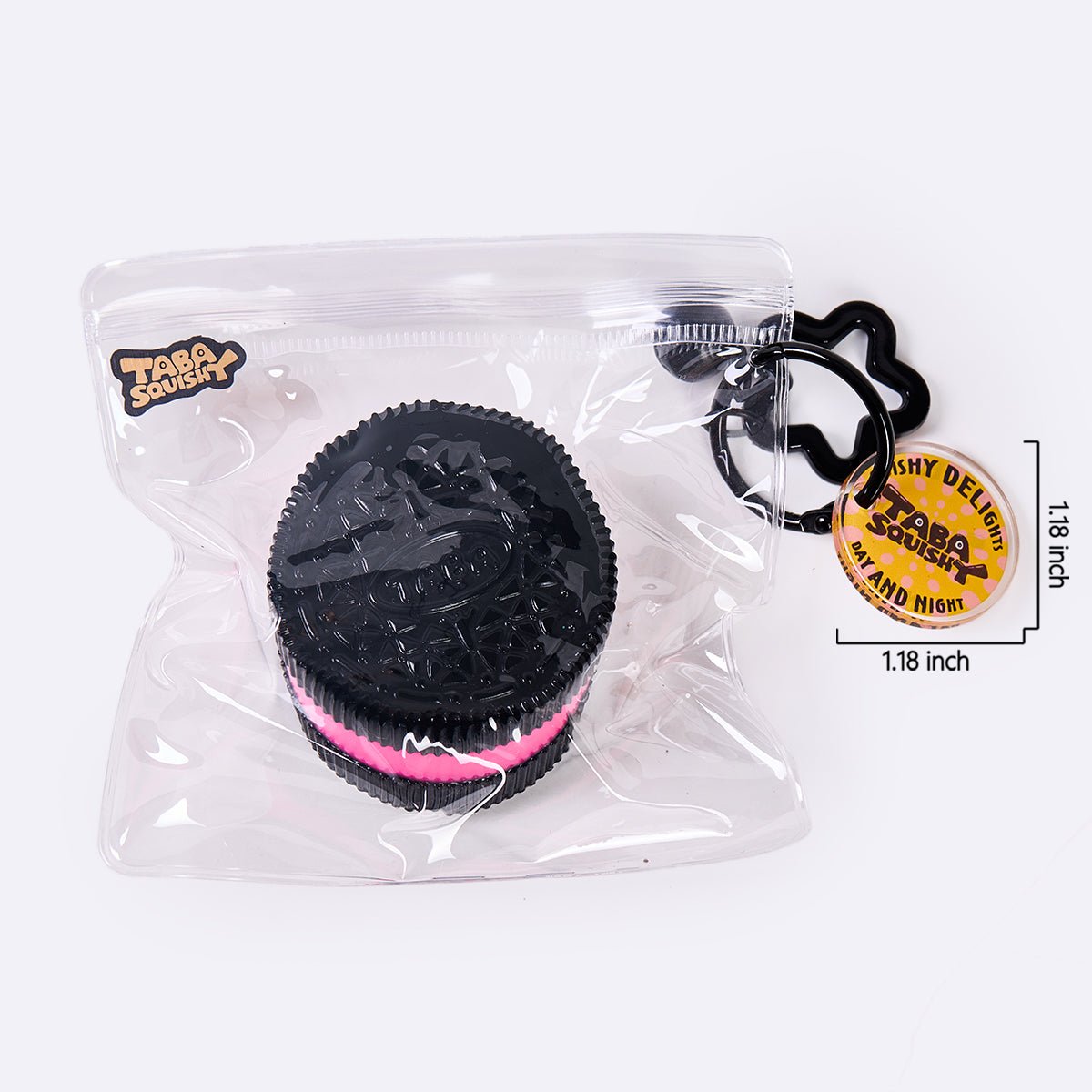 60g Black-fuchsia Sandwich Cookie Taba Squishy - Image 6