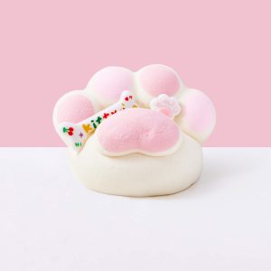 Flocked White-pink Heart Paw Taba Squishy