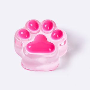 Clear Neon Fuchsia Paw Taba Squishy