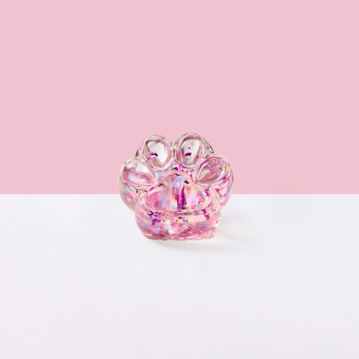 Foil Flakes Fuchsia Paw Taba Squishy